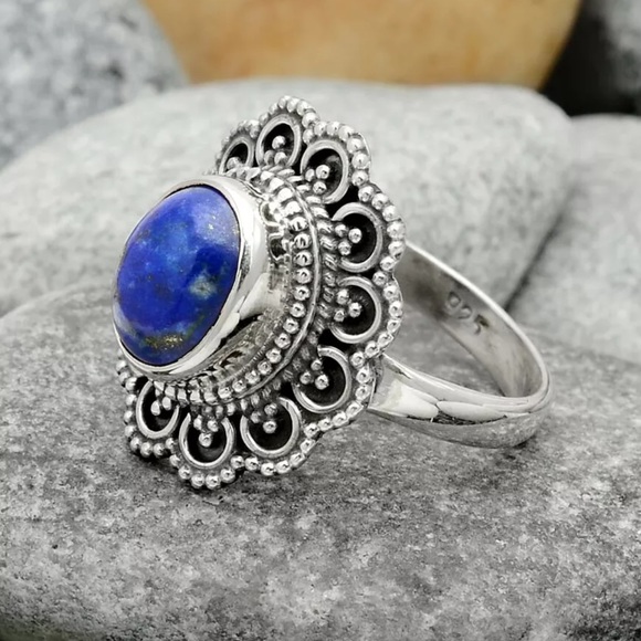 Afghani lapis sterling silver rings size 6.5 and 9 - Picture 4 of 4